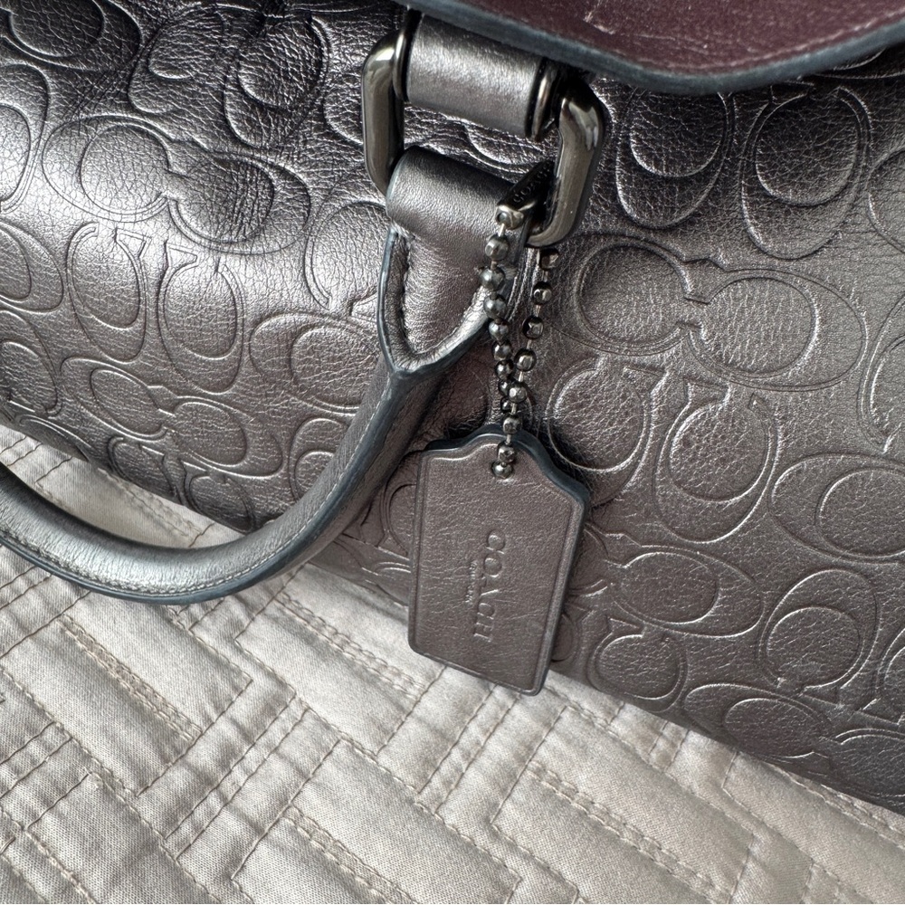 Coach Metallic Grey Leather Handbag - Picture 10 of 13